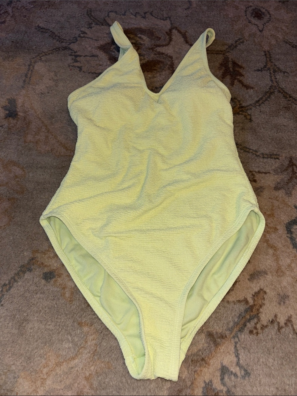 Lulu's Pale Yellow Textured One-Piece Swimsuit